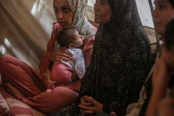 Photo: WFP/Ali Jadallah Family displaced multiple times from Jabalia living in a tent and facing very difficult living conditions.